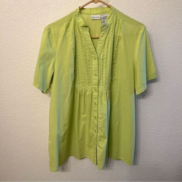 White Stag Short Sleeve Lime Green Blouse Size Large - Picture 1 of 5